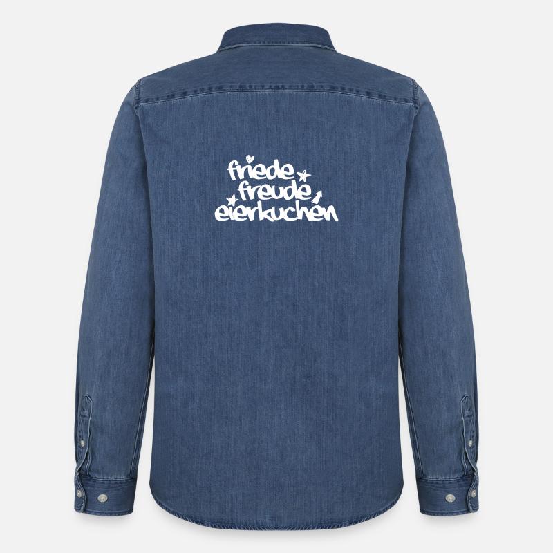 Friede, Freude, Eierkuchen - Männer Jeanshemd Organic von Stanley/Stella - verwaschenes Mittelblau 