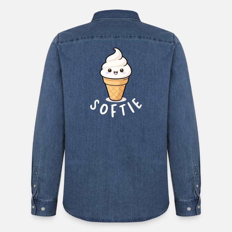 Softie Softeis Liebe Minimal Statement - Men’s Organic Denim Shirt by Stanley/Stella - mid washy 