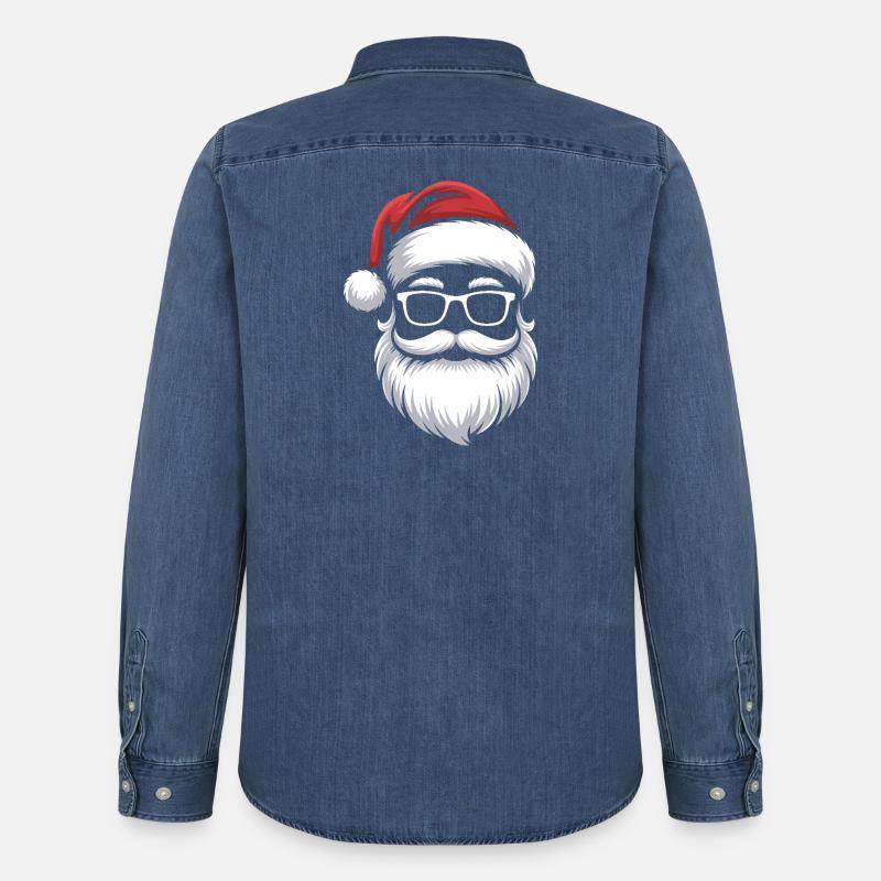 Weihnachtsmann mit Schnurrbart Brille - Männer Jeanshemd Organic von Stanley/Stella - verwaschenes Mittelblau