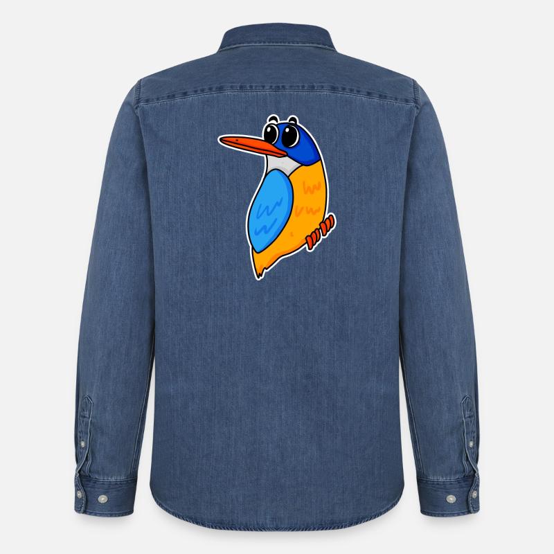 Niedlicher Eisvogel - Männer Jeanshemd Organic von Stanley/Stella - verwaschenes Mittelblau
