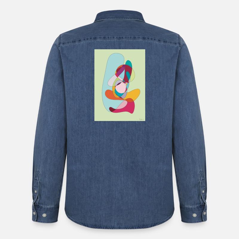 Abstrakte Farbflächen Komposition - Männer Jeanshemd Organic von Stanley/Stella - verwaschenes Mittelblau 