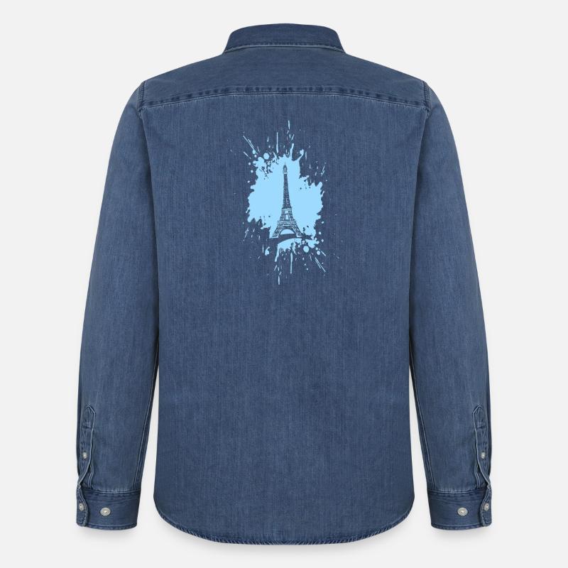 Eiffelturm in a Splash - Männer Jeanshemd Organic von Stanley/Stella - verwaschenes Mittelblau