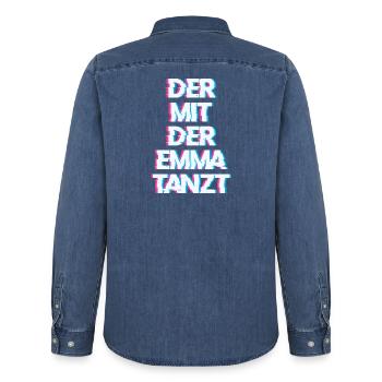 Hardtekk Tekk - Männer Jeanshemd Organic von Stanley/Stella - verwaschenes Mittelblau  - Hinten - AI Model Male 185 light (185cm)