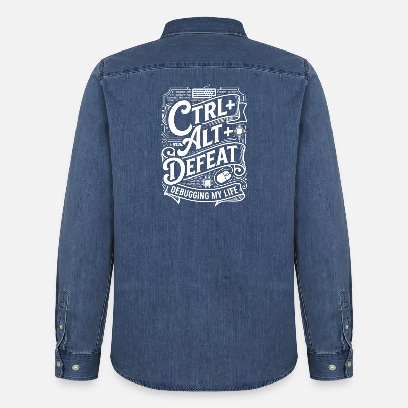 CTRL ALT DELETE Debugging My Life - Männer Jeanshemd Organic von Stanley/Stella - verwaschenes Mittelblau