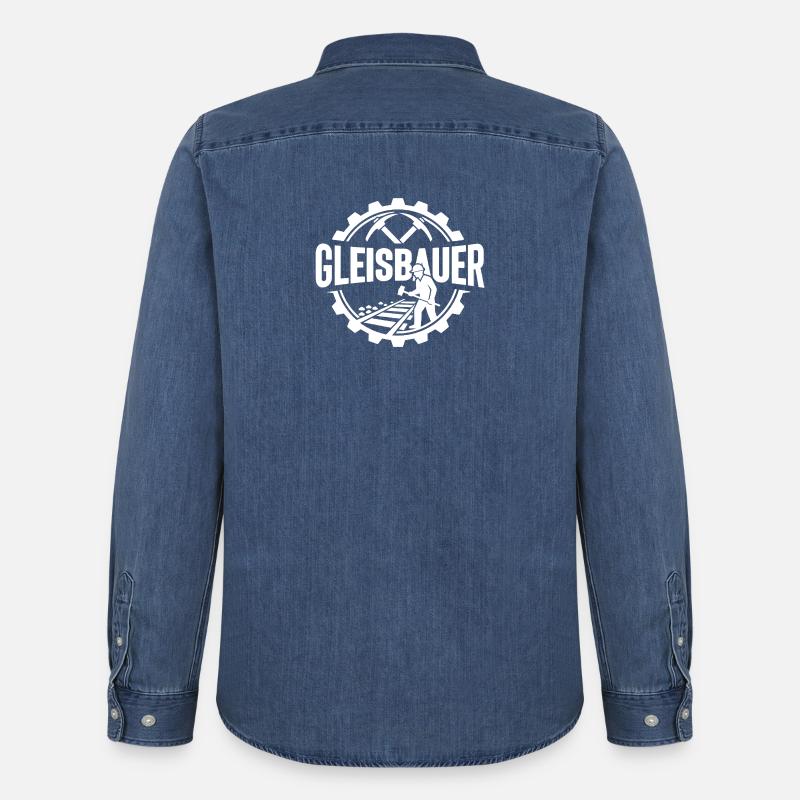 Gleisbauer Baustelle Eisenbahn - Männer Jeanshemd Organic von Stanley/Stella - verwaschenes Mittelblau 