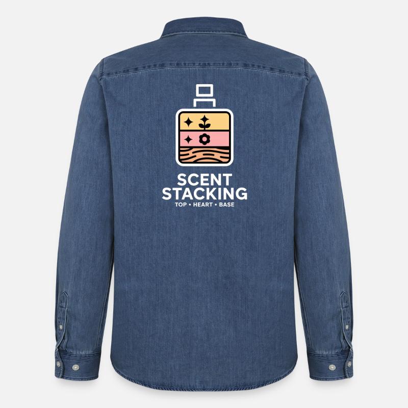 Scent Stacking Top Heart Base Notes - Männer Jeanshemd Organic von Stanley/Stella - verwaschenes Mittelblau