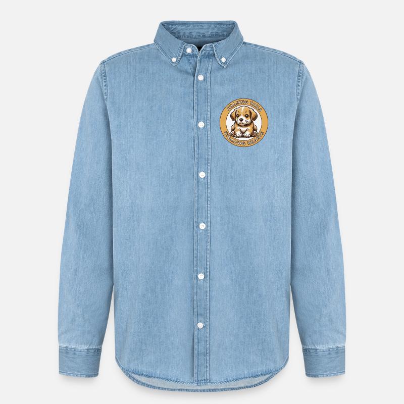 Don't do that! No! Stop it! Ah, you really did it. - Männer Jeanshemd Organic von Stanley/Stella - verwaschenes Hellblau