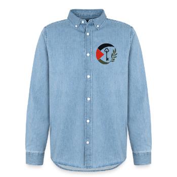 Schlüssel und Zweig Kunst - Männer Jeanshemd Organic von Stanley/Stella - verwaschenes Hellblau - Vorne - AI Model Male 185 light (185cm)