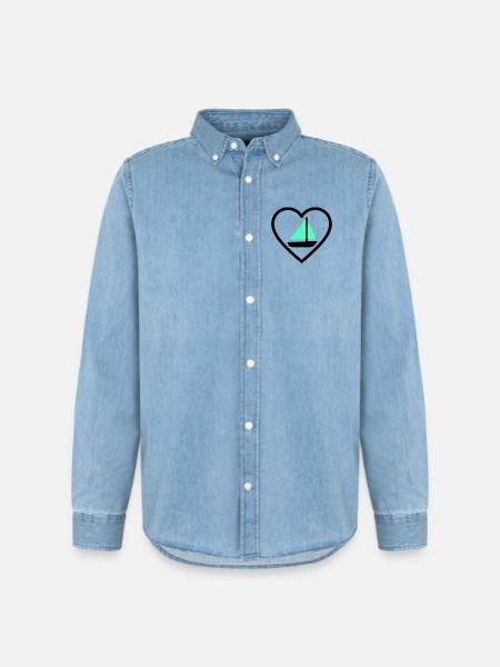 Cuore Vela – Passione Navigazione - Men’s Organic Denim Shirt by Stanley/Stella - light wash