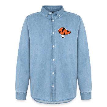 Tigerpilz Logo STICK-Variante - Männer Jeanshemd Organic von Stanley/Stella - verwaschenes Hellblau - Vorne - AI Model Male 185 light (185cm)
