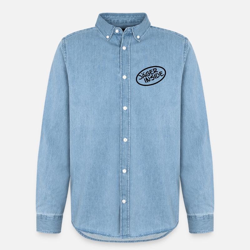Jäger Inside - Männer Jeanshemd Organic von Stanley/Stella - verwaschenes Hellblau