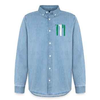 Nigeria flag - Men’s Organic Denim Shirt by Stanley/Stella - light wash - Front - AI Model Male 185 light (185cm)