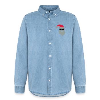 secret_santa2 - Männer Jeanshemd Organic von Stanley/Stella - verwaschenes Hellblau - Vorne - AI Model Male 185 light (185cm)
