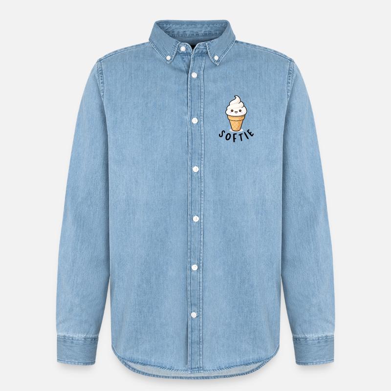 Softie Softeis Lover Eiscreme Icon Geschenk - Männer Jeanshemd Organic von Stanley/Stella - verwaschenes Hellblau