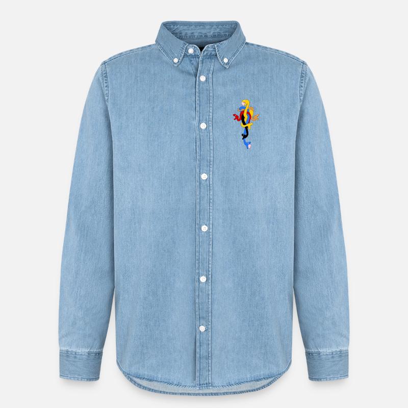 Schlangenbogen in stilisierten Farben - Männer Jeanshemd Organic von Stanley/Stella - verwaschenes Hellblau