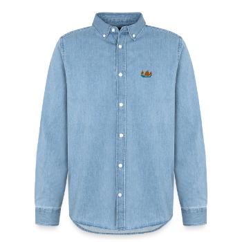 Sailing ship - Männer Jeanshemd Organic von Stanley/Stella - verwaschenes Hellblau - Vorne - AI Model Male 185 light (185cm)