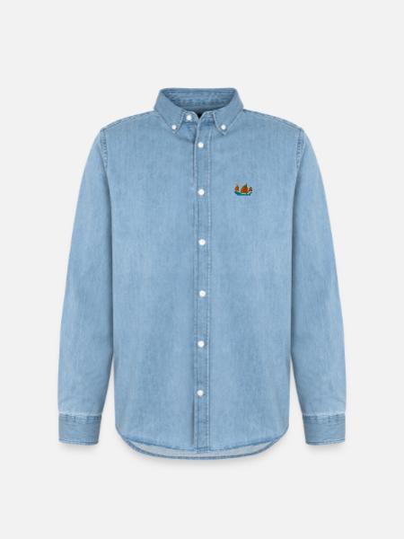 Voilier - Chemise en denim homme bio Stanley/Stella - bleu clair délavé