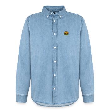 Burger 1 - Men’s Organic Denim Shirt by Stanley/Stella - light wash - Front - AI Model Male 185 light (185cm)