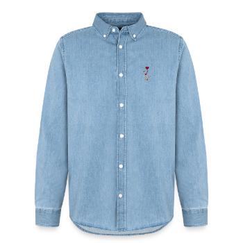 Gans mit Herzluftballon bestickt - Männer Jeanshemd Organic von Stanley/Stella - verwaschenes Hellblau - Vorne - AI Model Male 185 light (185cm)