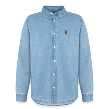 Glaces - Chemise en denim homme bio Stanley/Stella - bleu clair délavé - Devant - AI Model Male 185 light (185cm)