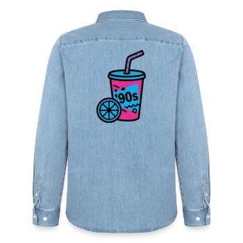 90s Retro Becher Slush Sommer - Männer Jeanshemd Organic von Stanley/Stella - verwaschenes Hellblau - Hinten - AI Model Male 185 light (185cm)