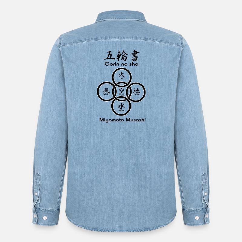 Fünf Kreise oder Ringe - Männer Jeanshemd Organic von Stanley/Stella - verwaschenes Hellblau