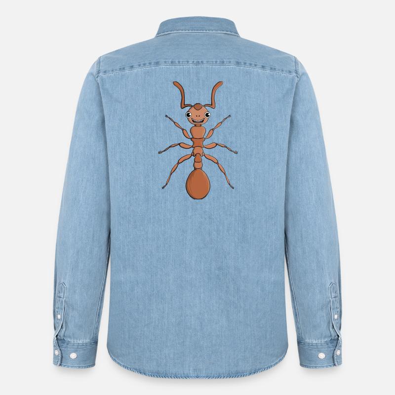 Umarme eine Ameise - Männer Jeanshemd Organic von Stanley/Stella - verwaschenes Hellblau