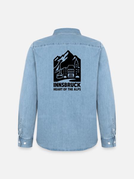 Innsbruck Herz der Alpen - Männer Jeanshemd Organic von Stanley/Stella - verwaschenes Hellblau