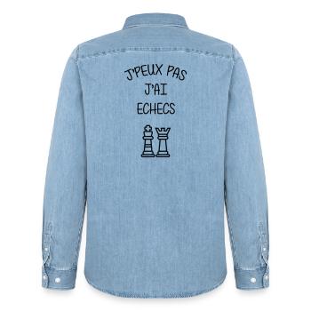 J'peux pas J'ai Échecs Humour Club - Chemise en denim homme bio Stanley/Stella - bleu clair délavé - Dos - AI Model Male 185 light (185cm)