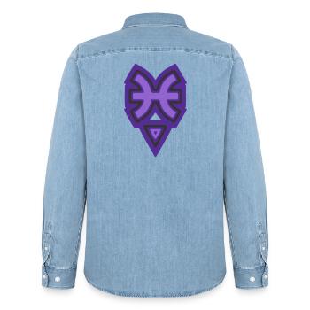 Zodiac Tribal Pisces and Water - Men’s Organic Denim Shirt by Stanley/Stella - light wash - Back - AI Model Male 185 light (185cm)