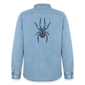 Spinnen kraft Das Symbol für Stärke und Geheimnis - Männer Jeanshemd Organic von Stanley/Stella - verwaschenes Hellblau - Hinten - AI Model Male 185 light (185cm)