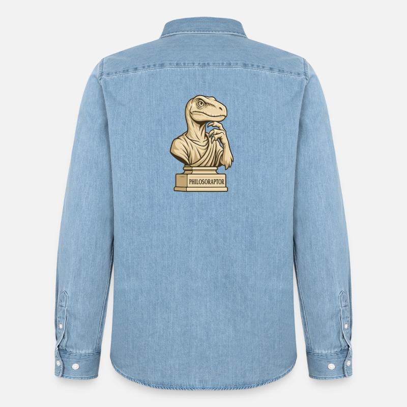 Philosoraptor - Männer Jeanshemd Organic von Stanley/Stella - verwaschenes Hellblau