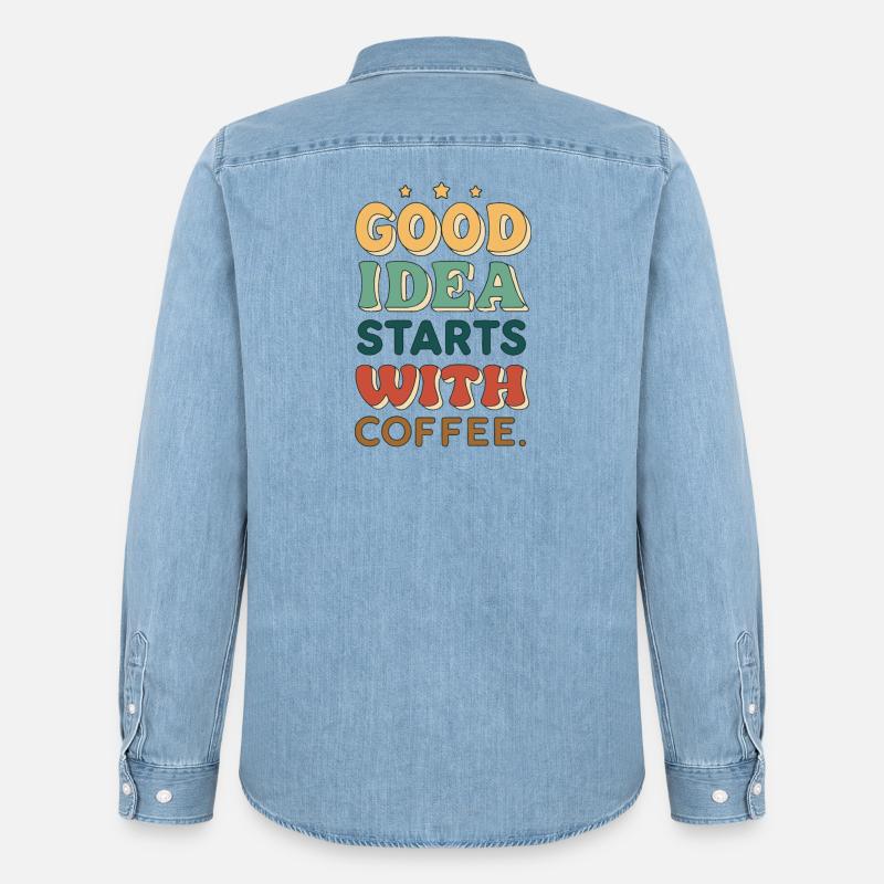 Die gute Idee beginnt mit Kaffee - Männer Jeanshemd Organic von Stanley/Stella - verwaschenes Hellblau