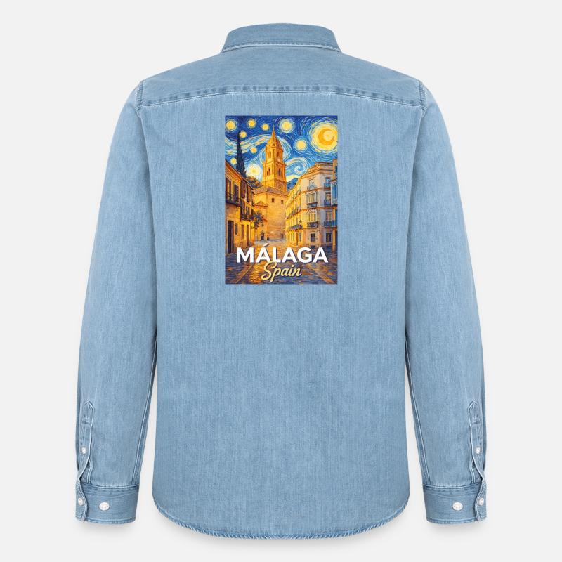 Málaga, Spagna - Camicia in denim uomo bio di Stanley/Stella - azzurro chiaro slavato