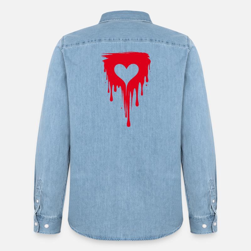 Cuore con illustrazione in stile graffiti a colori rossi - Camicia in denim uomo bio di Stanley/Stella - azzurro chiaro slavato
