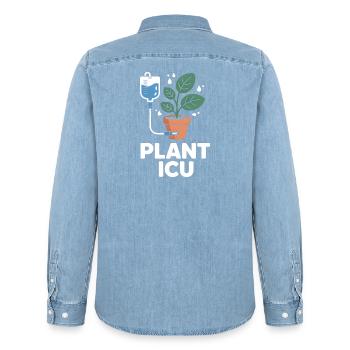 Plant Icu Plant Rescuer Pfnaze - Men’s Organic Denim Shirt by Stanley/Stella - light wash - Back - AI Model Male 185 light (185cm)