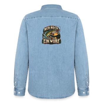 Nur Noch Ein Wurf Pike Design - Männer Jeanshemd Organic von Stanley/Stella - verwaschenes Hellblau - Hinten - AI Model Male 185 light (185cm)