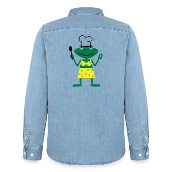 Cuire grenouille - Chemise en denim homme bio Stanley/Stella - bleu clair délavé - Dos - AI Model Male 185 light (185cm)