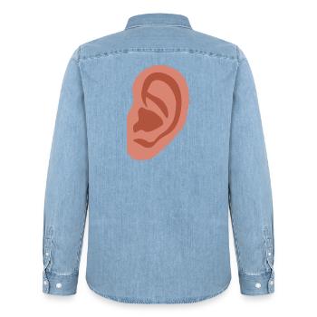 Großes Ohr - Männer Jeanshemd Organic von Stanley/Stella - verwaschenes Hellblau - Hinten - AI Model Male 185 light (185cm)