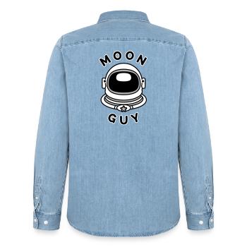 Moon Guy 2 (Farbe veränderbar) - Männer Jeanshemd Organic von Stanley/Stella - verwaschenes Hellblau - Hinten - AI Model Male 185 light (185cm)