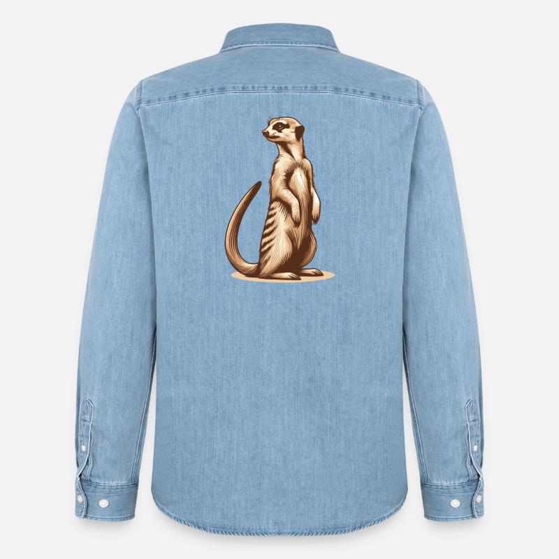 Erdmännchen - Männer Jeanshemd Organic von Stanley/Stella - verwaschenes Hellblau