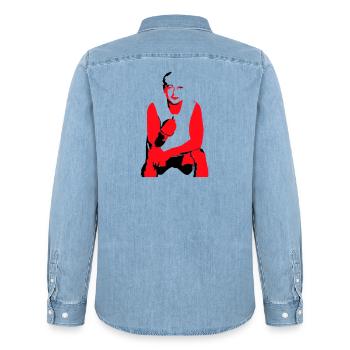 Bruder - Männer Jeanshemd Organic von Stanley/Stella - verwaschenes Hellblau - Hinten - AI Model Male 185 light (185cm)