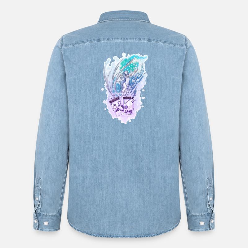 Wicca Wassermann Nixe Sternzeichen - Männer Jeanshemd Organic von Stanley/Stella - verwaschenes Hellblau