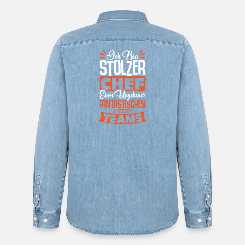 Stolzer Chef Chef Mann Abteilungsleiter Teamchef - Männer Jeanshemd Organic von Stanley/Stella - verwaschenes Hellblau