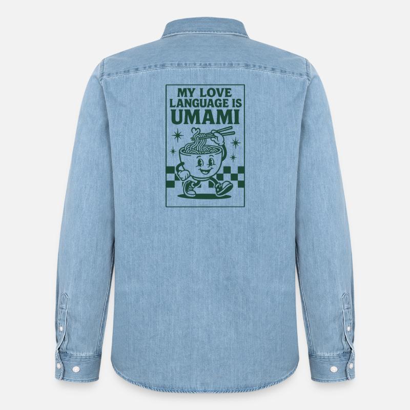 Umami ist Liebe | Ramen Nudeln - Männer Jeanshemd Organic von Stanley/Stella - verwaschenes Hellblau