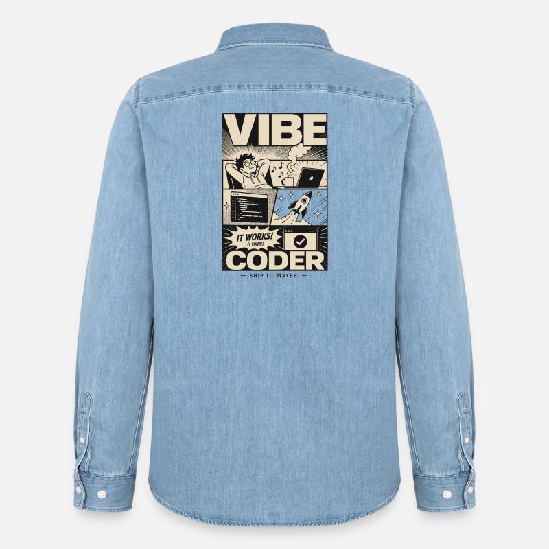 Vibe Coder Programmer Humor - Men’s Organic Denim Shirt by Stanley/Stella - light wash