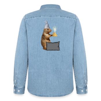 Murmeltiere Nachthemd Schlafanzug Pyjama Nachtlich - Männer Jeanshemd Organic von Stanley/Stella - verwaschenes Hellblau - Hinten - AI Model Male 185 light (185cm)