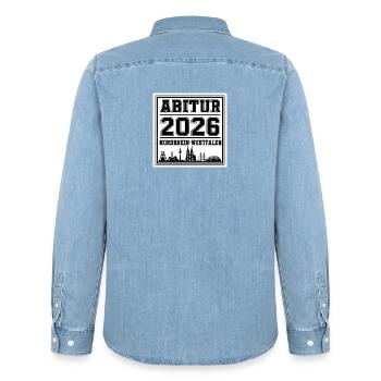 Abitur-2026-NRW - Männer Jeanshemd Organic von Stanley/Stella - verwaschenes Hellblau - Hinten - AI Model Male 185 light (185cm)