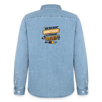 Unmotiviert Freizeit Stil - Männer Jeanshemd Organic von Stanley/Stella - verwaschenes Hellblau - Hinten - AI Model Male 185 light (185cm)