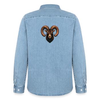 Mouflonkäfer - Männer Jeanshemd Organic von Stanley/Stella - verwaschenes Hellblau - Hinten - AI Model Male 185 light (185cm)